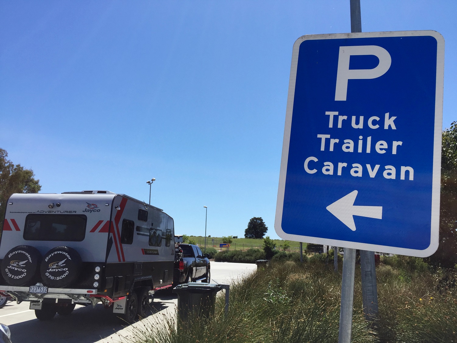 truck and caravan parking sign