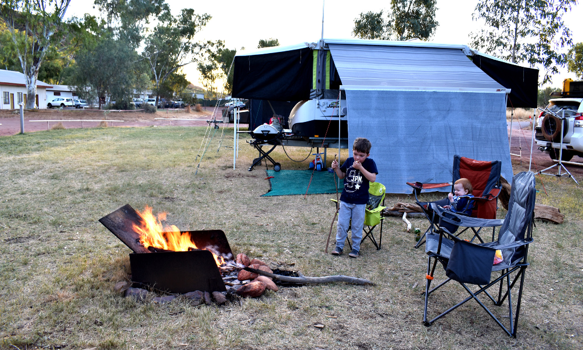 camp fire near campsite