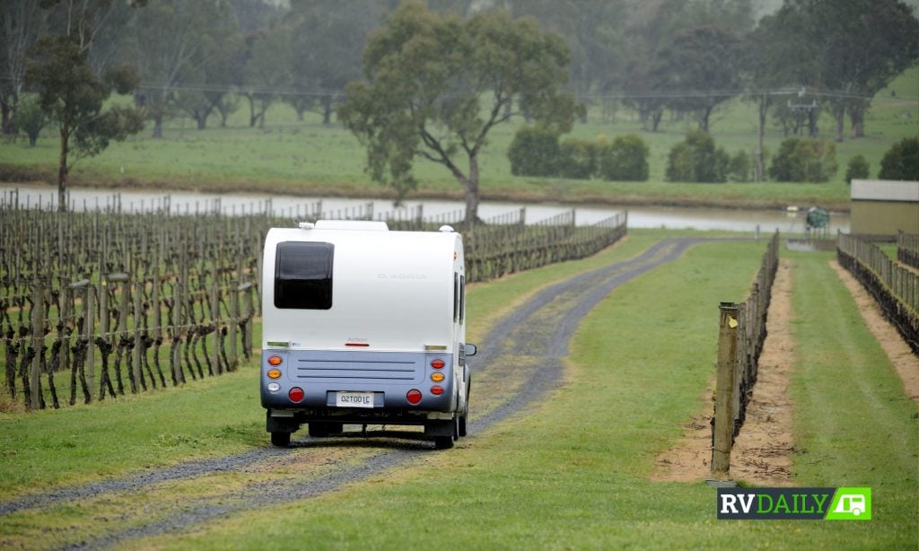 Adria Action caravan in a vineyard