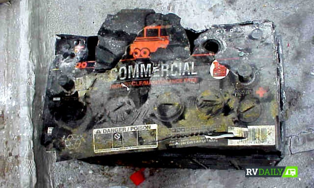 a melted vehicle battery