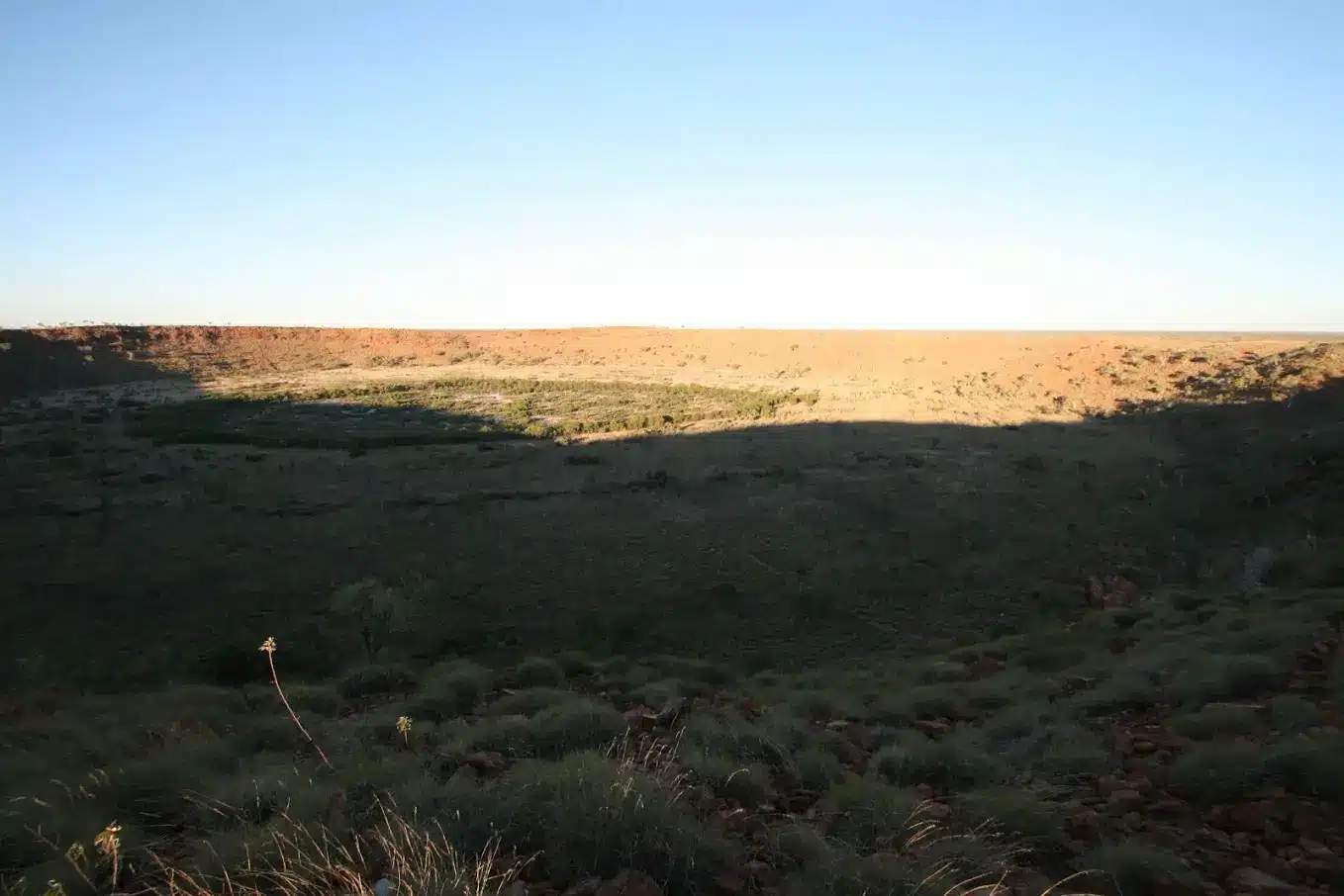Australian meteorite crater at Wolfe Creek showing dramatic rim and bowl