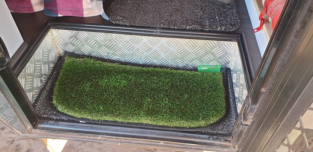 A Muk Mat in a caravan stairwell