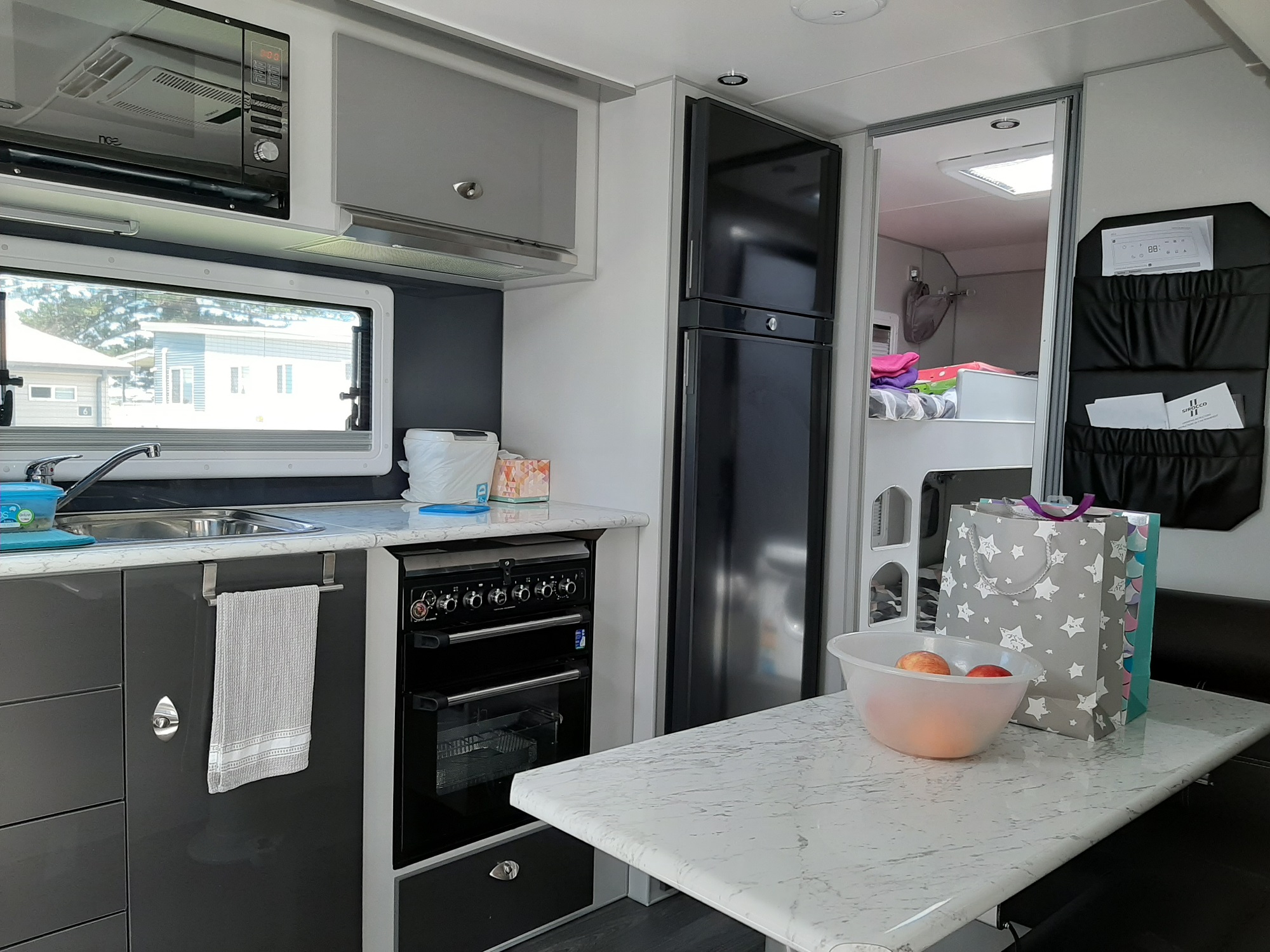 kitchen in an olympic javelin X8 caravan