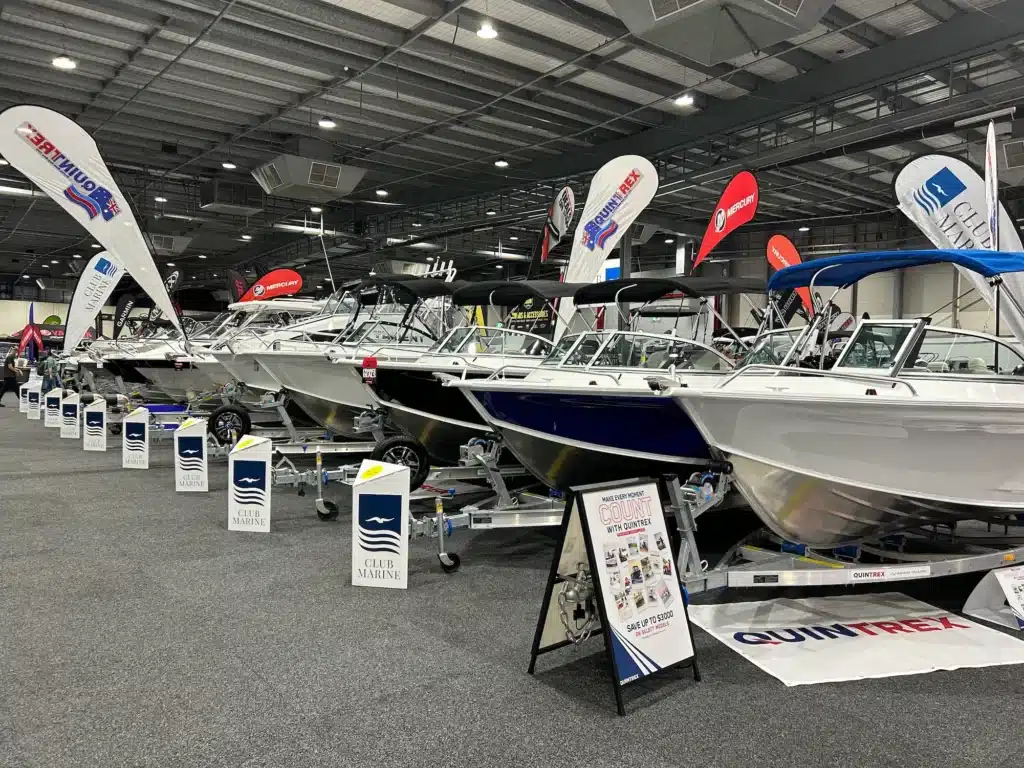 Adelaide 4WD and Adventure Show 2025 display area with Fishing and Boats