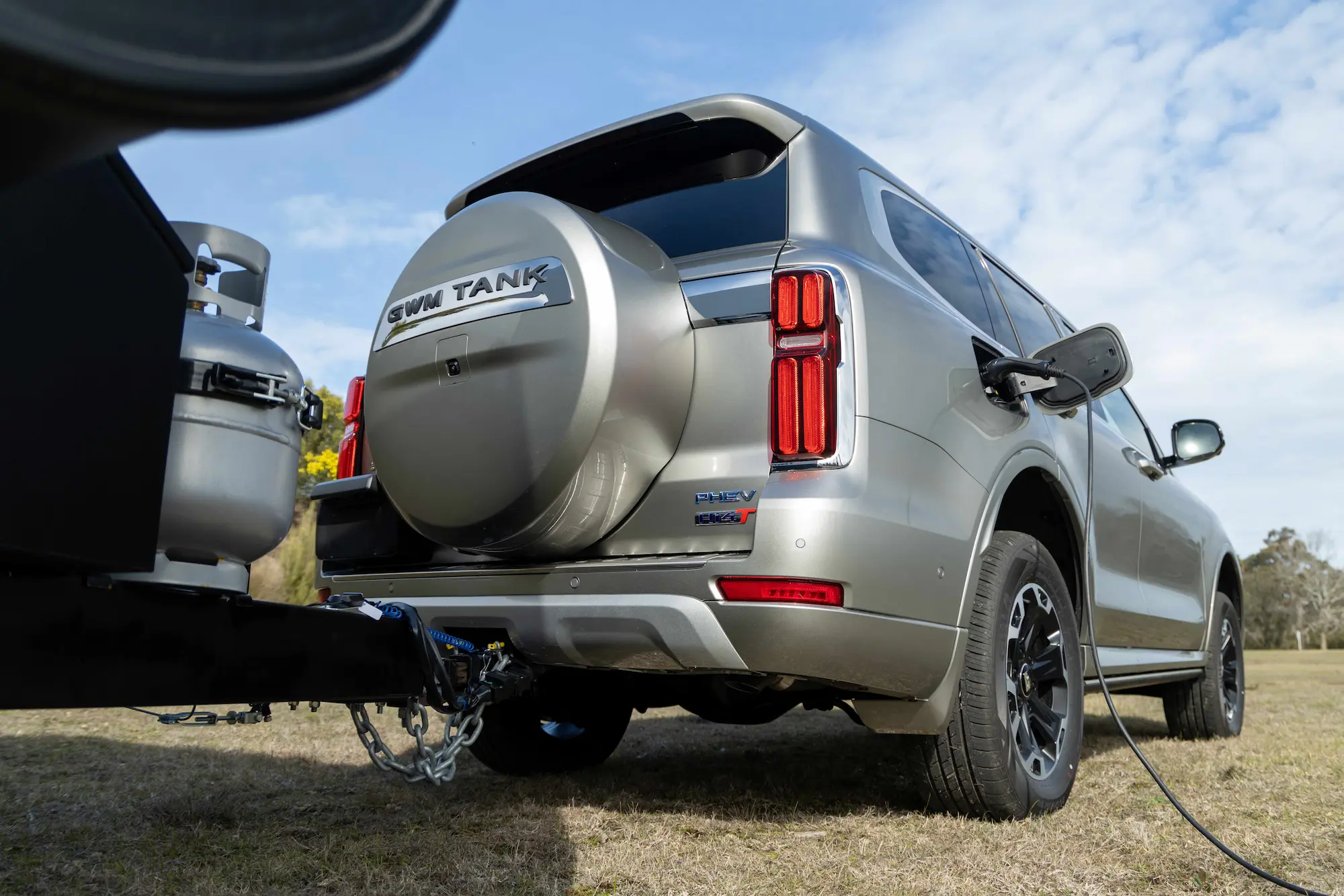 GWM Tank 500 Hi4-T hitched up to caravan