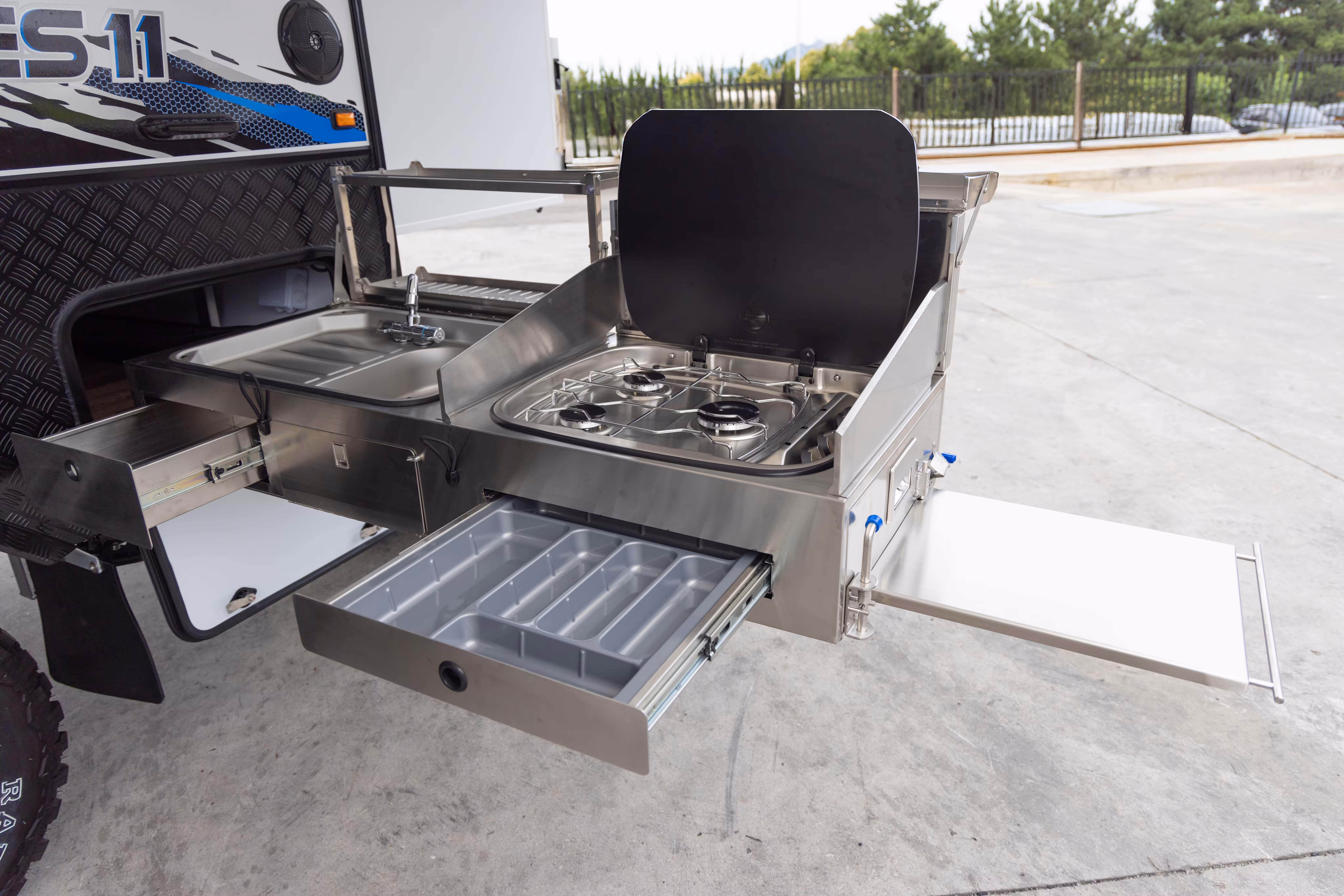 Forbes 11 hybrid caravan interior layout showing living space