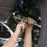 Close up of 4WD suspension components