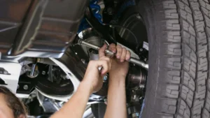 Close up of 4WD suspension components