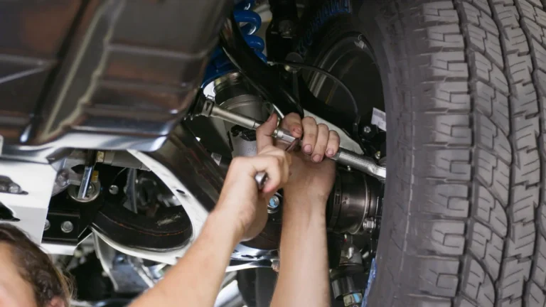 Close up of 4WD suspension components