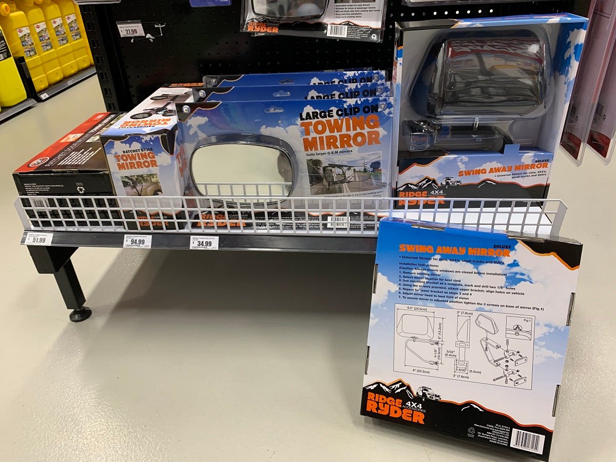 Clip on towing mirrors: Universal towing mirrors clipped to the top of a standard vehicle mirror