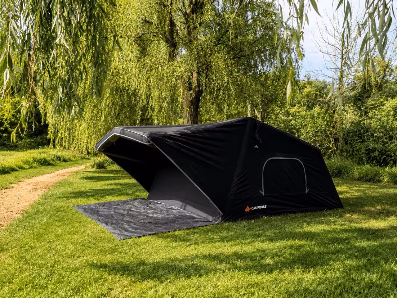 CampBoss air tent set up at camp