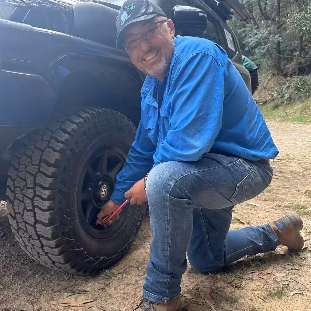 Tyre repair demonstration at the show
