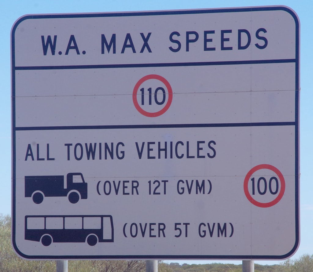 speed limits - WA towing speed limit sign