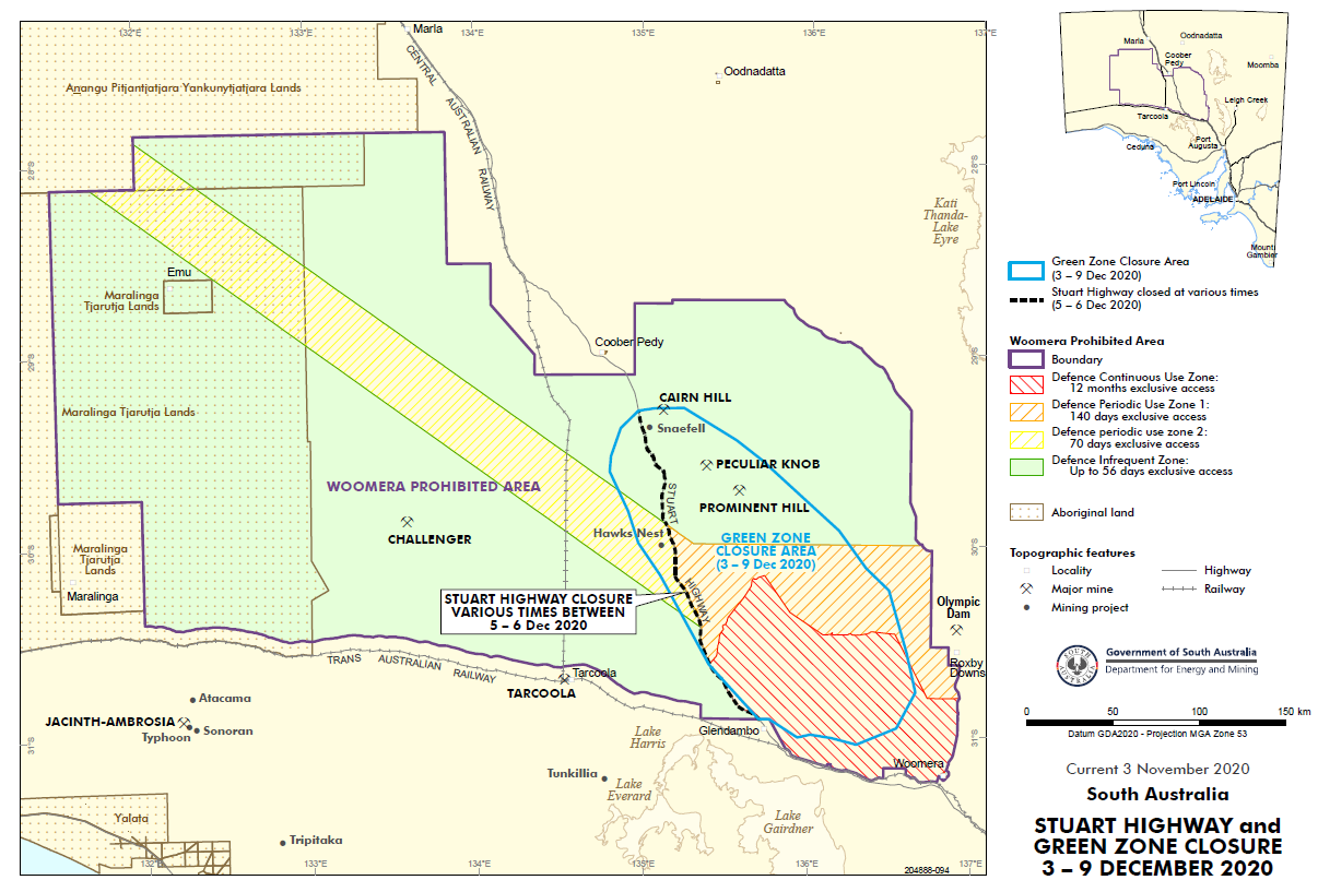 Woomera closures dec 2020