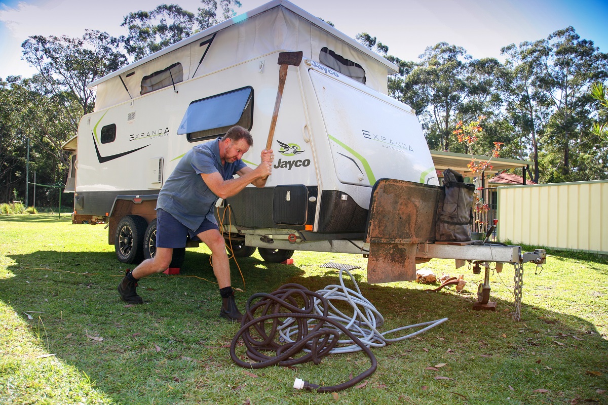 Untidy caravan hoses