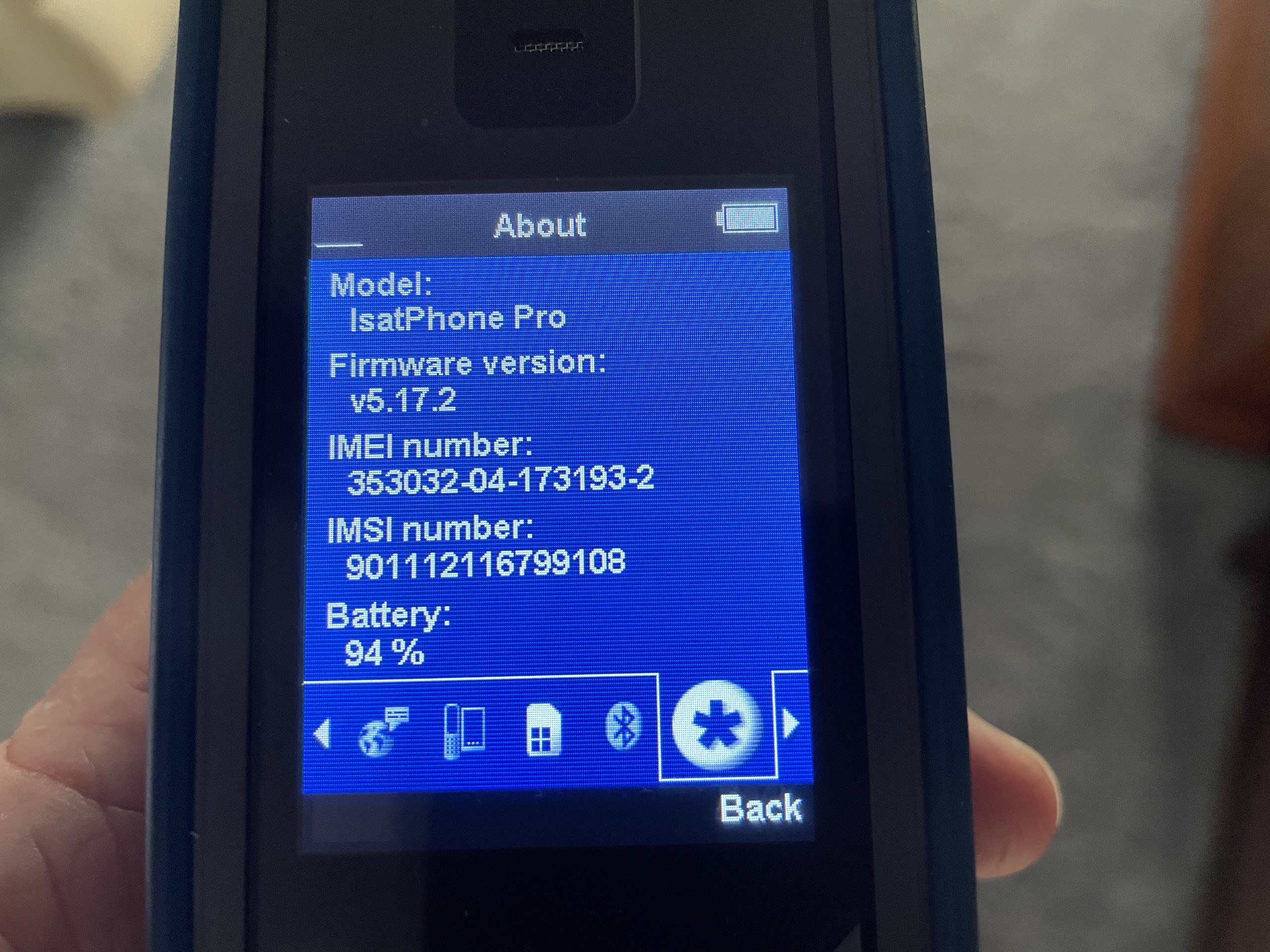 Satphone firmware update - version number display