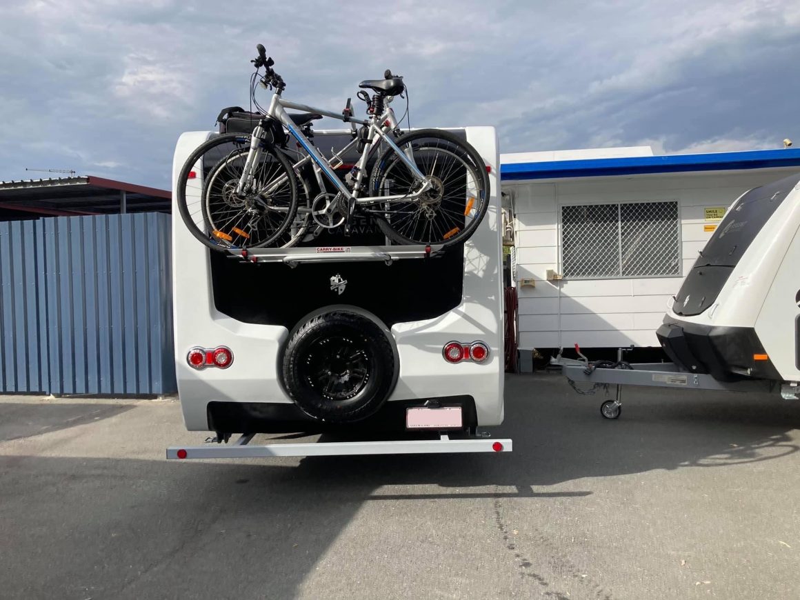 Bike rack on back hotsell of caravan