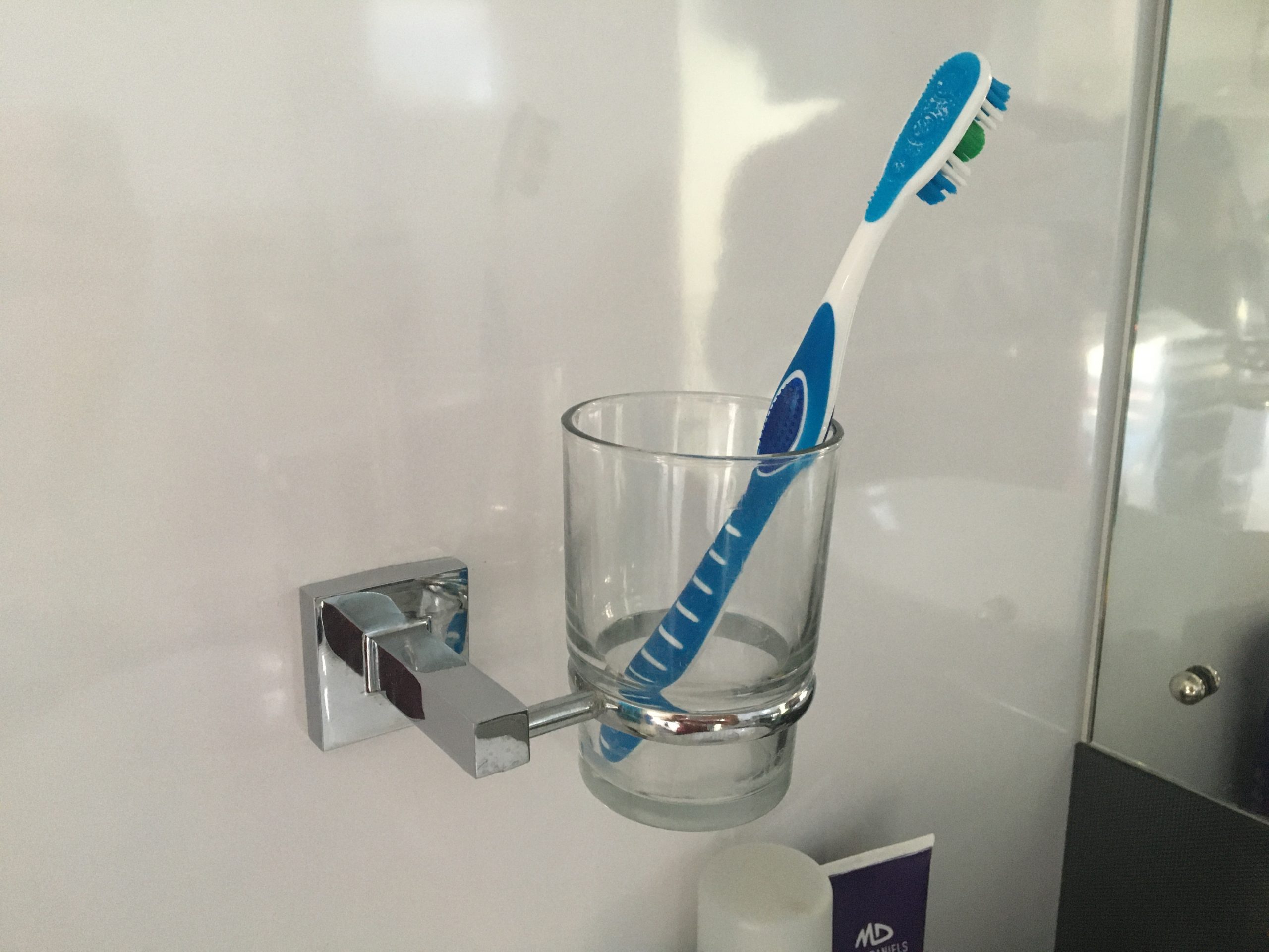 Ensuite glass holder