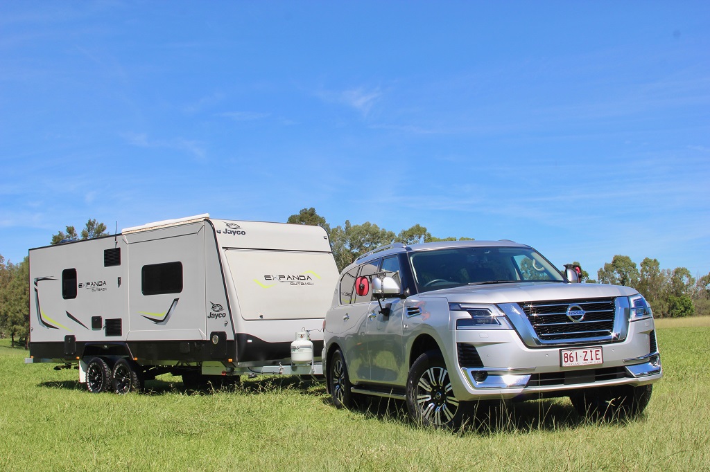 2020 Nissan Patrol with a caravan