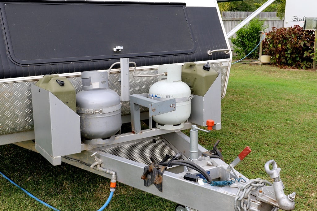 LPG cylinders on a caravan