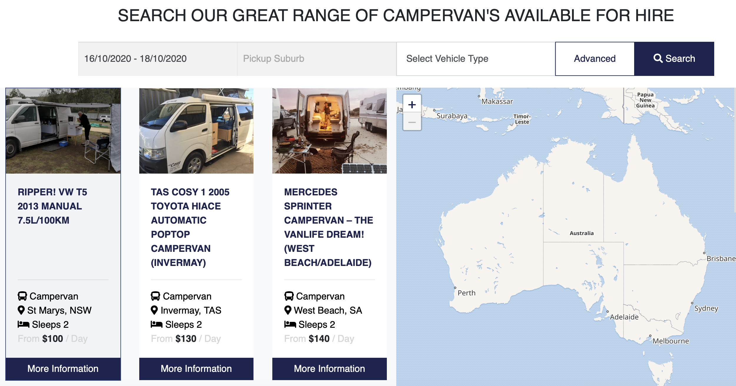 caravan hire web site