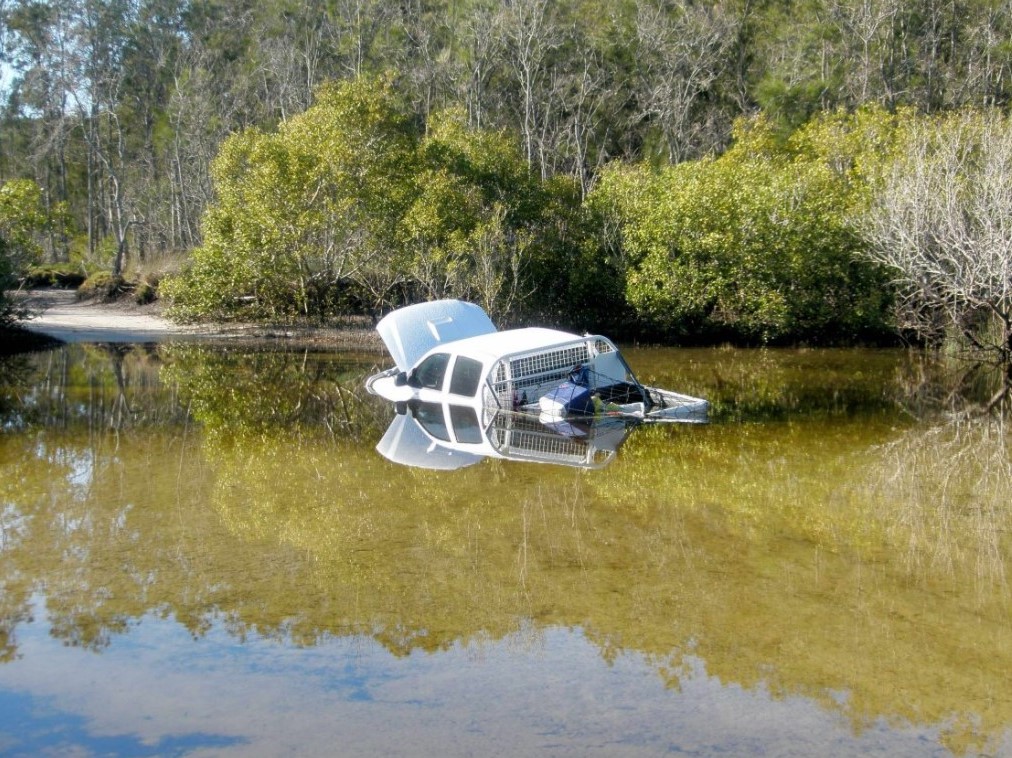 Car in the river