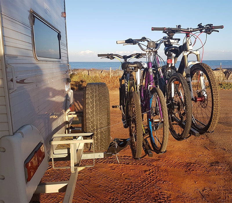 Bike rack on hot sale back of caravan