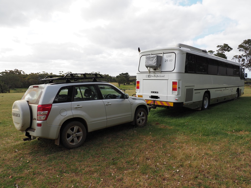 The truth about flat towing behind an RV: Towing a Suzuki Grand Vitara ...